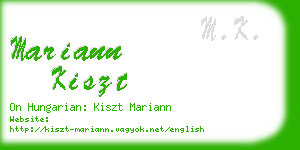 mariann kiszt business card